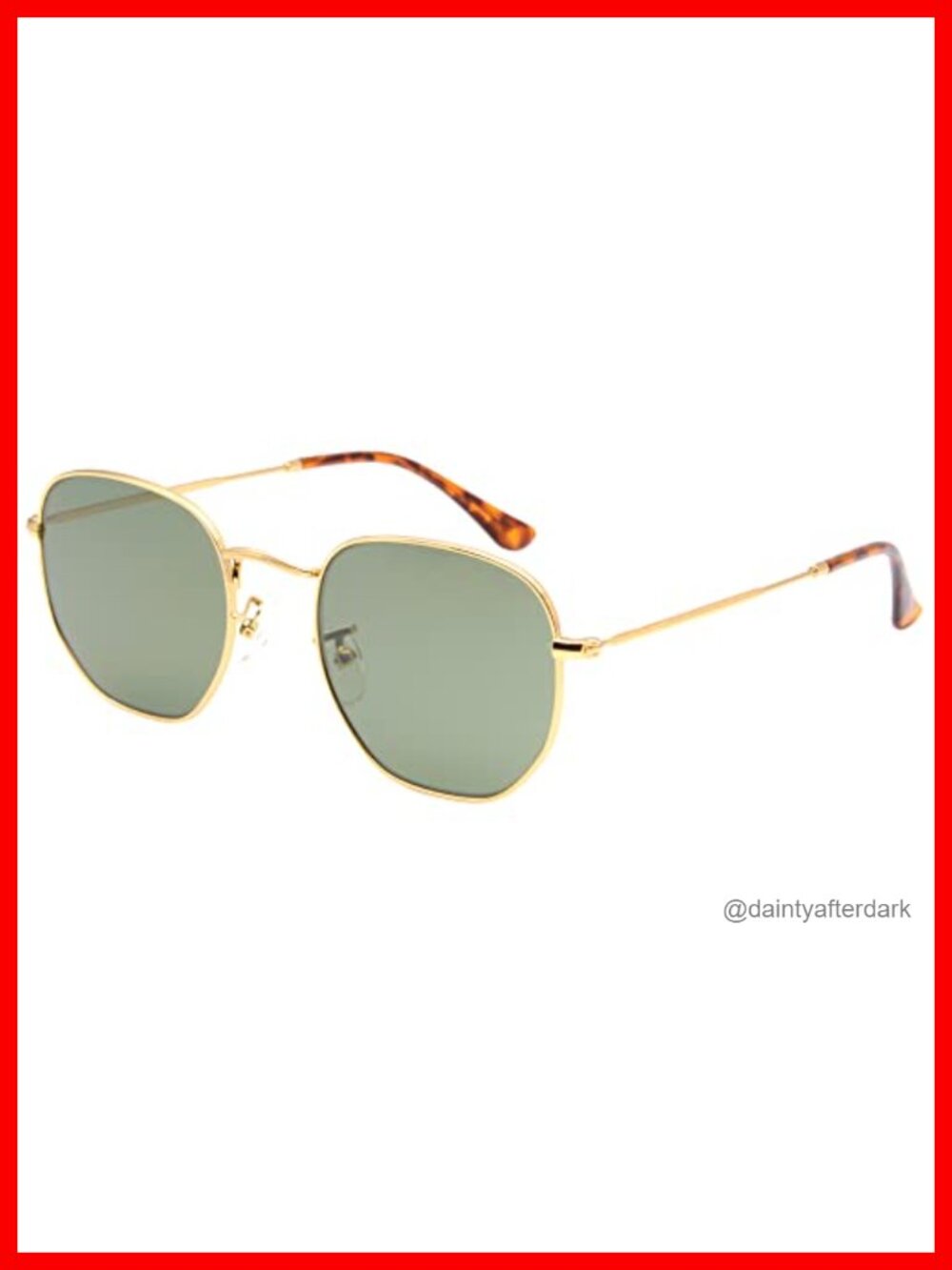 Retro Glass Lens Hexagonal Sunglasses Square Metal Frame UV400 Unisex